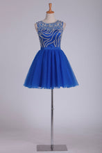 Load image into Gallery viewer, 2024 Bateau Beaded Bodice A Line Homecoming Dresses Short/Mini Tulle