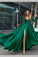Flowy Long Front Split Green Chiffon Backless Elegant Long Sleeve Prom SRS12268