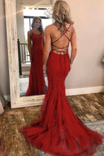 Load image into Gallery viewer, 2024 Charming Spaghetti Straps Mermaid Long Open Back Prom Dresses