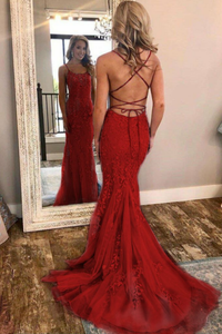 2024 Charming Spaghetti Straps Mermaid Long Open Back Prom Dresses