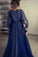 Charming A Line Long Sleeve Tulle Appliques Prom Dresses, Long Evening SRS20456