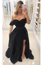 Load image into Gallery viewer, 2024 Unique Sheath Scoop Satin Prom Dresses With Beads Detachable Train