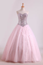 Load image into Gallery viewer, 2024 Awesome Ball Gown Sweetheart Prom Dresses Beaded Floor Length Lace Up