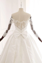 Load image into Gallery viewer, Ball Gown Long Sleeves Wedding Dress With Appliques Satin Bridal SRSP1JNP34P