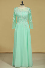 Load image into Gallery viewer, 2024 Prom Dresses Bateau A Line Chiffon Floor Length With Beading
