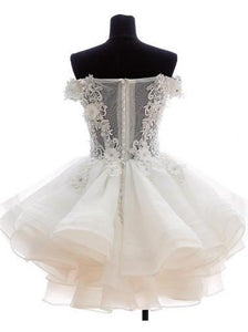 Cute A-line Off-the-shoulder White Mini Homecoming Prom Dress RS458