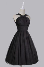 Load image into Gallery viewer, Vintage A-line Straps Knee-Length Chiffon Sash Backless Black Party Homecoming Dresses RS448