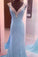 Largos Pretty V-Neck Sleeveless Sequins Mermaid Backless Floor-Length Long Prom Dresses RS760