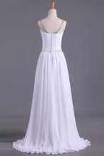 Load image into Gallery viewer, 2024 Prom Dresses Scoop A Line Chiffon With Beads And Ruffles