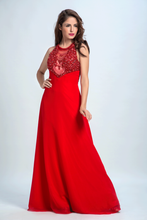 Load image into Gallery viewer, 2024 Scoop Prom Dresses A Line Chiffon With Beading Red