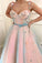 Stunning Applique A-Line Spaghetti Straps Tulle Sweetheart Prom Dresses with Belt SRS15434