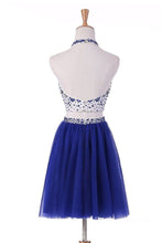 Load image into Gallery viewer, 2024 Two-Piece Halter Homecoming Dresses A Line Tulle With Beading
