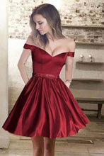 Load image into Gallery viewer, 2023 Satin With Pockets Homecoming Dresses A-Line Off-The-Shoulder