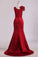 2024 Evening Dresses V Neck Satin With Bow Knot Sweep Train Mermaid