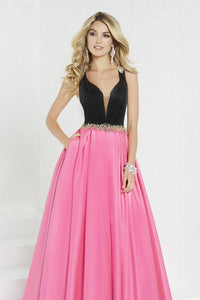 2023 New Arrival A Line V Neck Satin With Beads Prom Dress