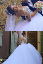 Load image into Gallery viewer, 2024 Scoop Wedding Dresses A Line With Beading Floor-Length Tulle