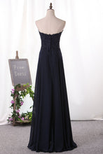 Load image into Gallery viewer, 2023 A Line Prom Dresses Chiffon Sweetheart With Applique Floor Length