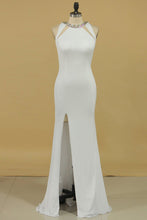 Load image into Gallery viewer, 2024 New Arrival Scoop Open Back Prom Dresses With Beads And Slit Spandex Sheath