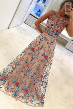 Load image into Gallery viewer, Gorgeous Long A-Line Scoop Neckline Embroidered Prom Dresses Evening Dresses