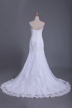 Load image into Gallery viewer, 2024 Wedding Dresses Mermaid Sweetheart With Beads And Applique Tulle