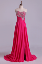 Load image into Gallery viewer, 2024 Sweetheart Beaded Bust Prom Dresses A-Line Sweep Train Chiffon