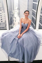 Load image into Gallery viewer, Sparkly Ball Gown Strapless Grey Sweetheart Long Prom Dresses, Evening Dresses SRS15535