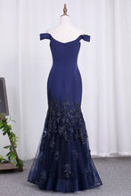 Load image into Gallery viewer, 2024 New Arrival Mermaid Off The Shoulder Tulle Evening Dresses With Applique