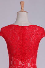 Load image into Gallery viewer, 2024 Lace Bateau Homecoming Dress A Line Red Short/Mini