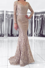 Load image into Gallery viewer, 2023 V Neck Long Sleeves Mermaid Lace Mother Of The Bride Dresses