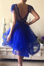 Load image into Gallery viewer, 2023 Scoop A Line Open Back Homecoming Dresses With Applique Tulle