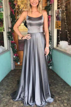 Load image into Gallery viewer, Beautiful Silver Gray Long A-Line Spaghetti Straps Prom Dresses Party Dresses