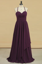 Load image into Gallery viewer, 2024 Open Back Spaghetti Straps A Line Bridesmaid Dresses Chiffon