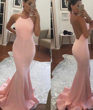 Load image into Gallery viewer, 2024 Halter Mermaid Halter Pink Backless Long Sleeveless Floor Length Long Prom Dresses RS766
