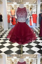 Load image into Gallery viewer, 2024 Scoop Homecoming Dresses Two-Piece Beaded Bodice Tulle Short