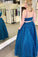 Sparkly Two Pieces Mykonos Blue Appliques Spaghetti Straps Prom SRS20446