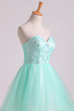 Load image into Gallery viewer, 2024 A Line Sweetheart Homecoming Dresses Beaded Bodice Tulle