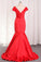 2024 Satin Mermaid Off The Shoulder With Ruffles Evening Dresses
