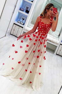 2024 Elegant A-Line Tulle Prom Dresses Formal Dresses With Applique Evening Dress