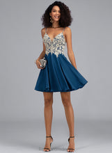 Load image into Gallery viewer, With Chiffon Short/Mini Lace Beading Dress Homecoming Dresses V-neck Homecoming Frida A-Line