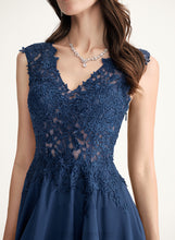 Load image into Gallery viewer, Cocktail Dresses Chiffon Dress Tea-Length A-Line V-neck Cocktail Lace Ruby