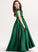 Neck Pockets Floor-Length Scoop Bow(s) Junior Bridesmaid Dresses Lace With Satin Ball-Gown/Princess Pamela