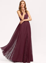 Load image into Gallery viewer, Neckline Straps Length A-Line Fabric Silhouette Lace V-neck Floor-Length Kaelyn Sleeveless Spaghetti Staps Bridesmaid Dresses