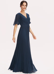 A-Line Silhouette Ruffle Embellishment Floor-Length Length Neckline Fabric V-neck Josephine High Low A-Line/Princess Bridesmaid Dresses