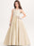 Satin Amiah Junior Bridesmaid Dresses Scoop Ball-Gown/Princess Lace Neck Floor-Length