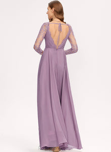 Length Fabric Floor-Length Straps Silhouette Lace A-Line Neckline V-neck Breanna Natural Waist A-Line/Princess Bridesmaid Dresses