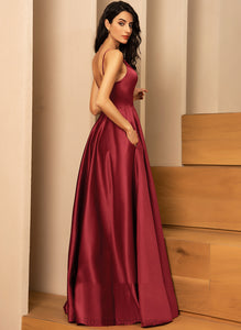 V-Neck Jennifer Satin A-line Dresses Formal Dresses