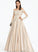 Off-the-Shoulder Sequins Ball-Gown/Princess Vicky Sweep Train Lace Satin With Prom Dresses