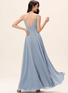 Neckline Floor-Length A-Line Length Silhouette Fabric V-neck Straps Hazel Sleeveless Natural Waist Floor Length Bridesmaid Dresses
