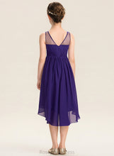 Load image into Gallery viewer, Neck Junior Bridesmaid Dresses With Scoop A-Line Ruffle Mariana Asymmetrical Chiffon