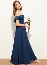 Load image into Gallery viewer, Floor-Length Cecelia Chiffon Off-the-Shoulder Junior Bridesmaid Dresses A-Line